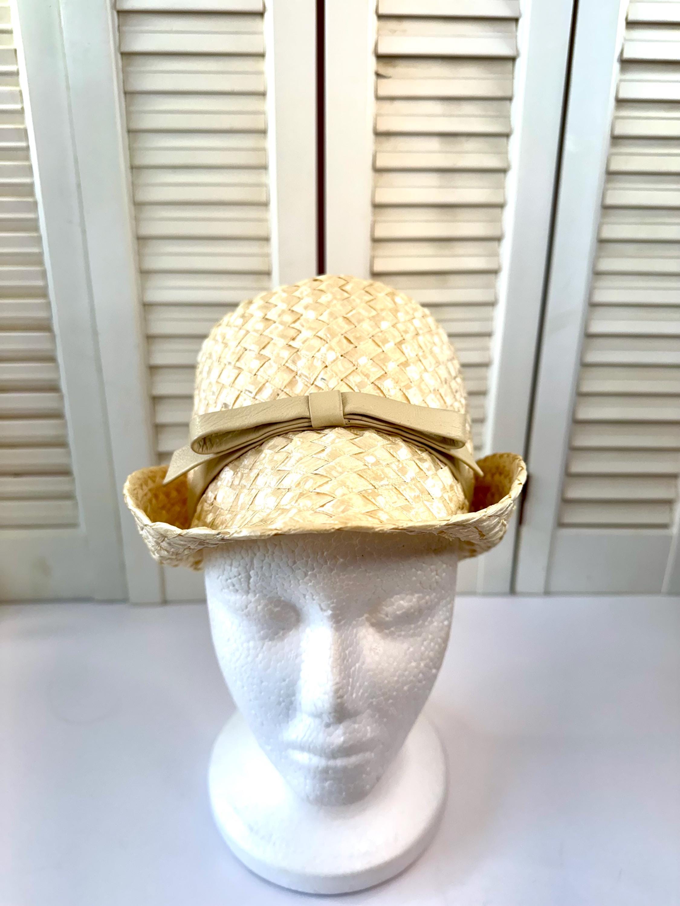 Vtg 1970\'s Women\'s Tan Hand Woven Straw Hat Curled Brim Yellow Grosgrain Ribbon Straw Hat Yellow Ribbon - Etsy main image 2
