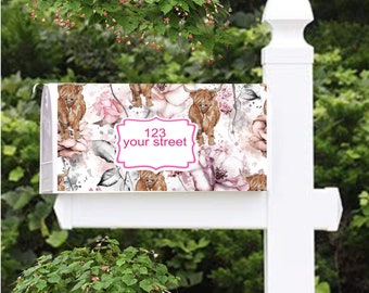 highland cow floral mailbox cover washable magentic mailbox cover personalized mailbox wrap gift for curb appeal