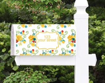 vintage yellow pw floral mailbox cover washable magentic mailbox cover personalized mailbox wrap gift for mom curb appeal