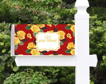 vintage red pw floral mailbox cover washable magentic mailbox cover personalized mailbox wrap gift for mom curb appeal