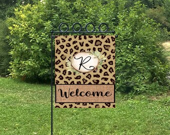 Fall yard flag, fall décor, autumn décor, Halloween yard flag, front yard décor, leopard flag, yard décor, welcome flag, porch décor,