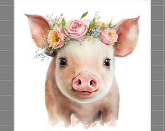 Pig 100% Cotton Fabric Panel Block | Small Sewing Quilting Square A508