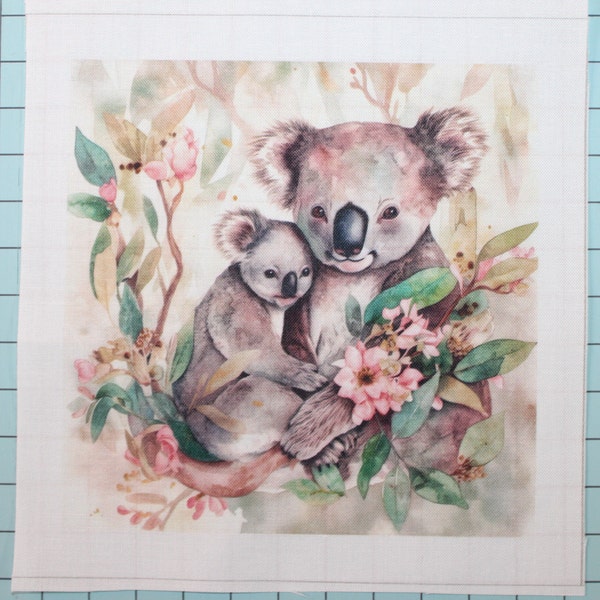 Koala Bears 100% Cotton Fabric Panel Square - Small Sewing Quilting Block G79