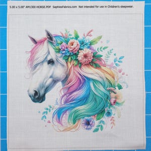 Colorful Horse 100% Cotton Fabric Panel Block | Small Sewing Quilting Square