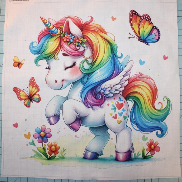 Unicorn 100% Cotton Fabric Panel Square - Small Quilting Sewing Block A3568