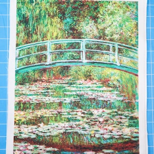 Claude Monet Bridge 100% Cotton Fabric Panel | Small Quilting Sewing Panel A502