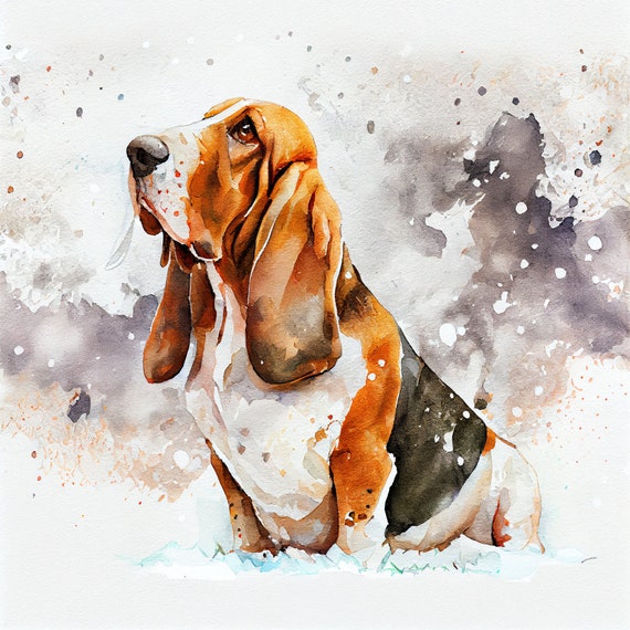 Invierno Snowy Basset Hound Dog 100 Algod n Tela Panel Cuadrado