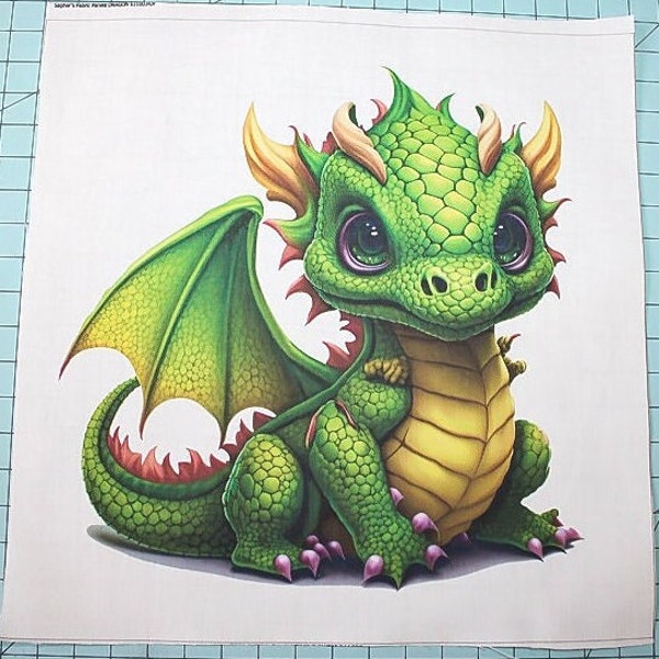 Dragon 100% Cotton Fabric Panel Square - Small Quilting Sewing Block E1100