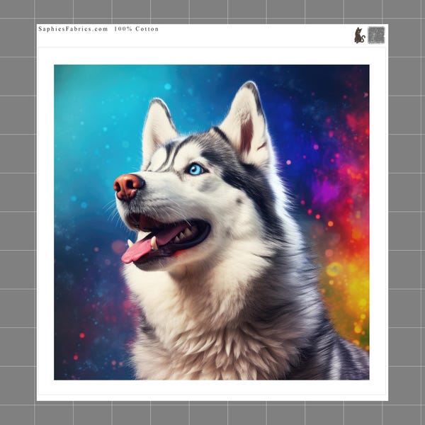 Husky Dog 100% Cotton Fabric Panel Block Quilt Square Q190