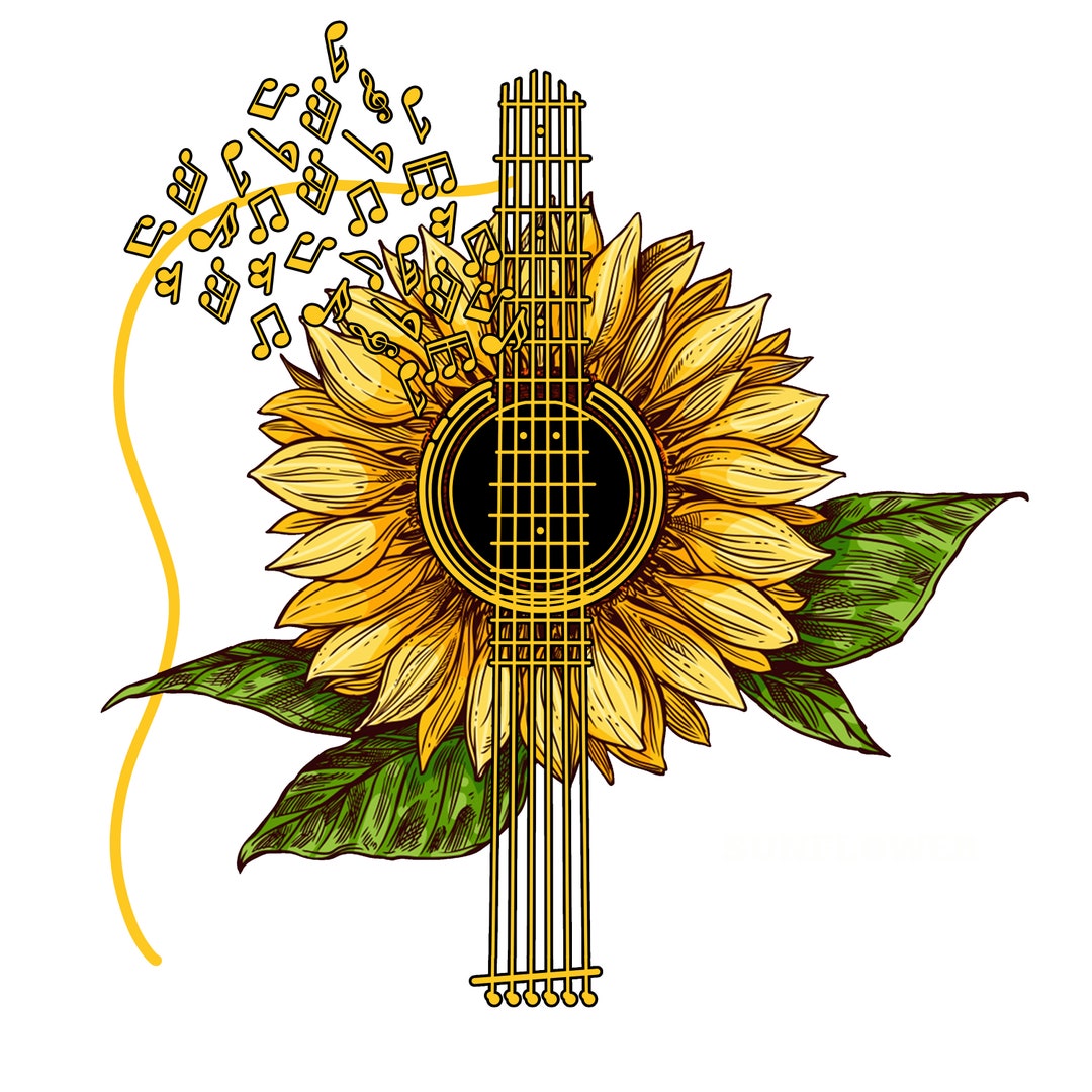 Musical Sunflower Music Notes 100 Cotton Small Fabric Panel Etsy