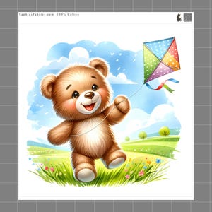 Teddy Bear 100% Cotton Fabric Panel Block | Small Sewing Quilting Square O3042