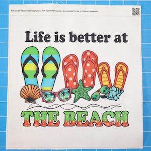 Life is Better at the Beach 100% Cotton Fabric Panel Block | Small Sewing Quilting Square D541
