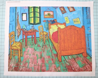 Vincent Van Gogh The Bedroom 100% Cotton Fabric Panel - Small Quilting Sewing Panel E408