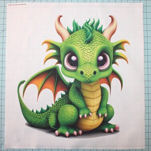 Dragon 100% Cotton Fabric Panel Square - Small Quilting Sewing Block J4300