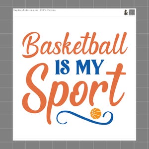 Basketball is My Sport 100% Cotton Fabric Panel Block | Small Sewing Quilting Square AM1458