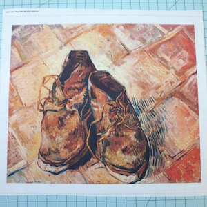 Vincent Van Gogh Shoes 100% Cotton Fabric Panel | Quilting Sewing Panel E409