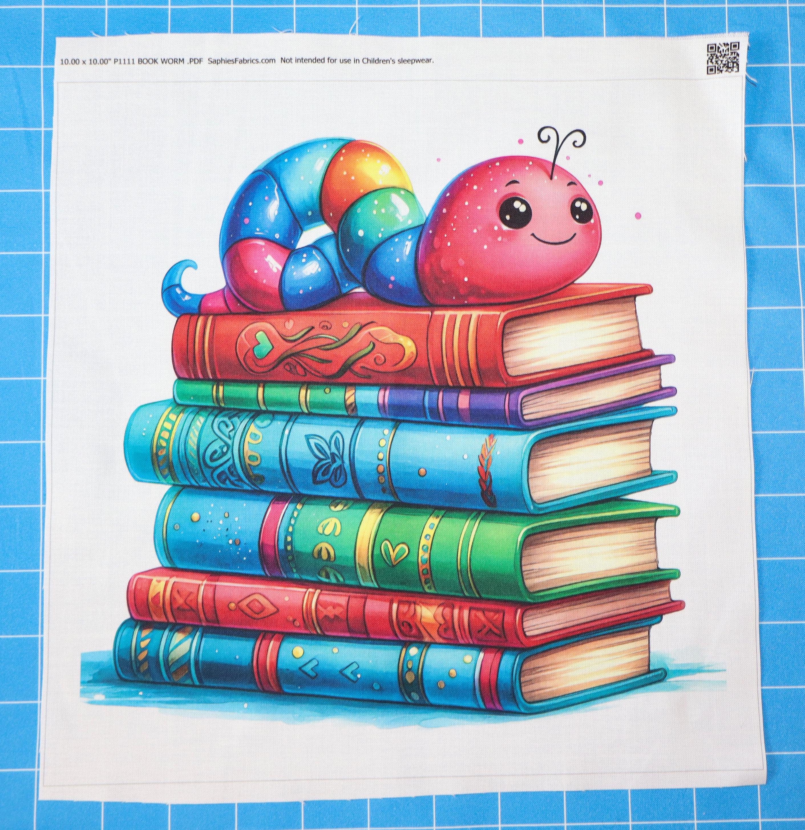Bookworm Books 100% Cotton Fabric Panel Block Quilt Square P1111 - Etsy