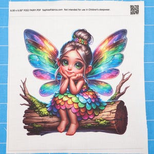 Rainbow Fairy 100% Cotton Fabric Panel Block | Small Sewing Quilting Square P202