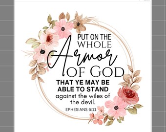 Ephesians 6:11 Faith / Scripture 100% Cotton Fabric Panel Block Quilt Square SC299