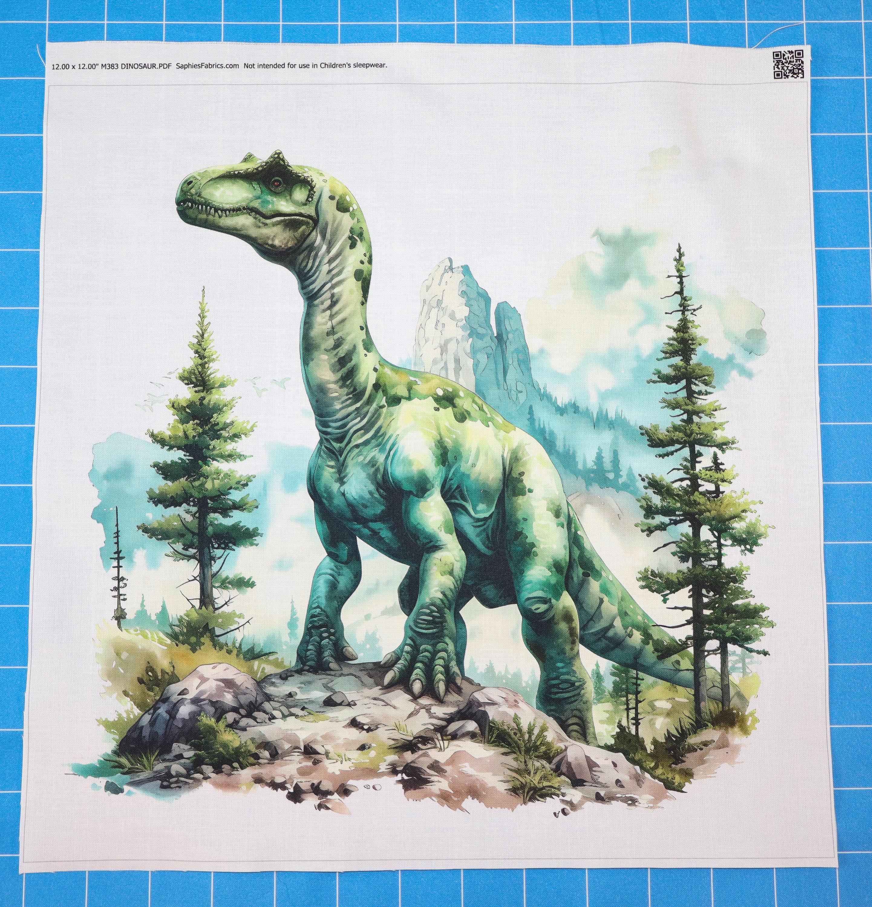 Ａ Dinosaur 100% Cotton Fabric Panel Block | Small Sewing