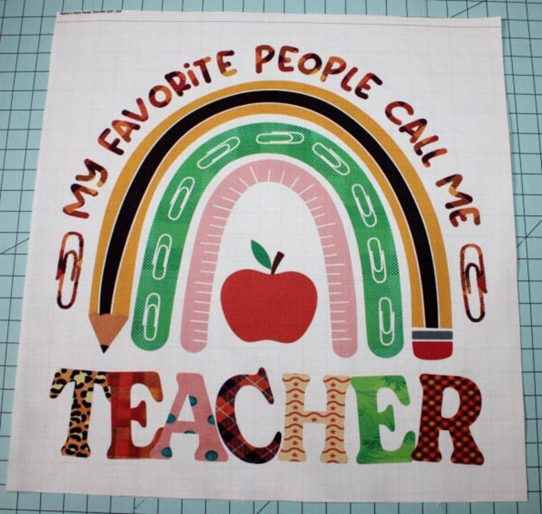 Teacher 100% Cotton Fabric Panel Square Small Quilting Sewing Panel ...