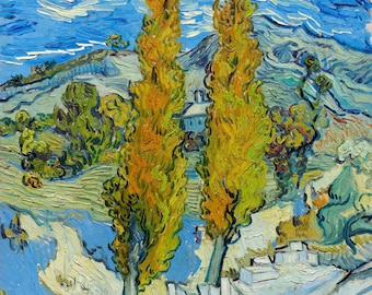 Vincent Van Gogh Two Poplars 100% Cotton Fabric Panel J481