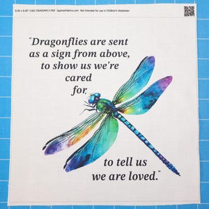 Dragonfly From Above 100% Cotton Fabric Panel Square | Small Quilting Sewing Block C462