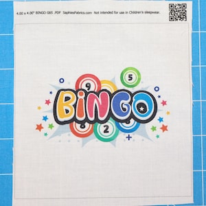 Bingo 100% Cotton Fabric Panel Block | Small Sewing Quilting Square G65