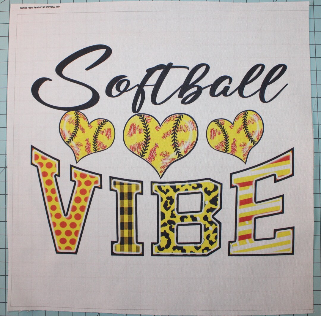 Softball Vibe 100 Cotton Fabric Panel Square Small Quilting Sewing