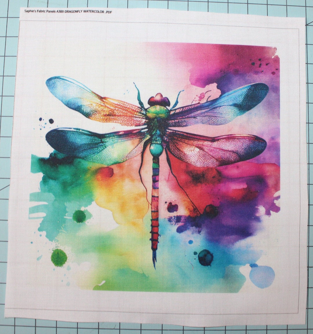 Square Dragonfly Pattern Dragonfly 100% Cotton Fabric Panel Square Small Quilting Sewing Block ...