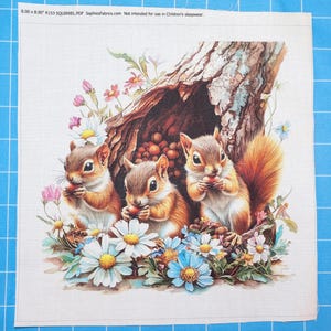 Squirrels 100% Cotton Fabric Panel Block | Small Sewing Quilting Square ...