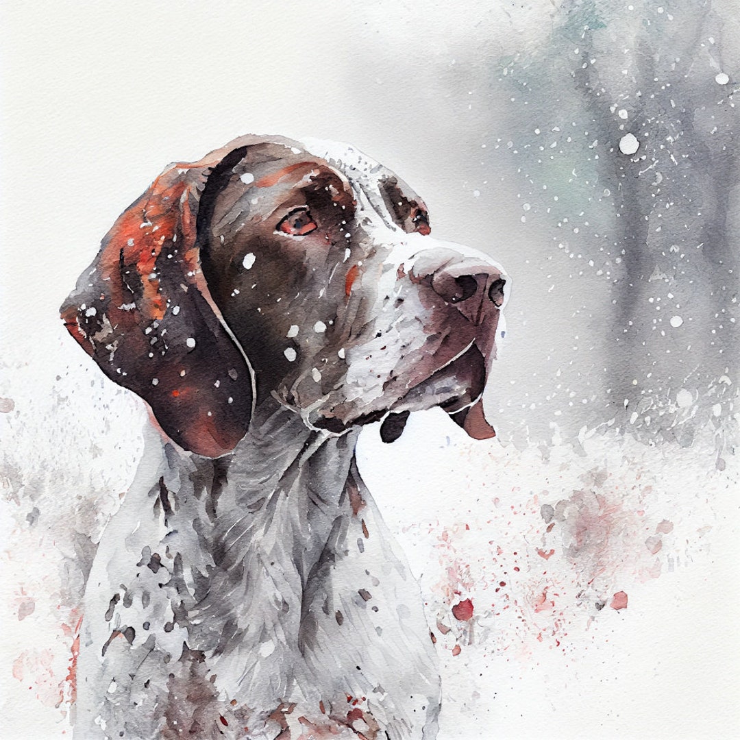 Winter Shorthaired Pointer Dog 100 Cotton Fabric Panel Square Etsy
