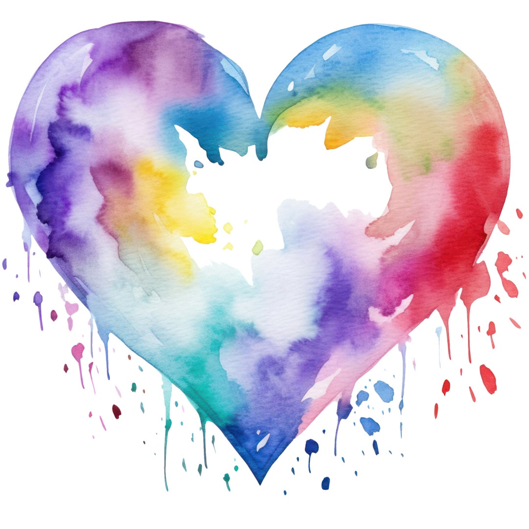 Watercolor Heart 100% Cotton Fabric Panel Square Small Quilting Sewing ...