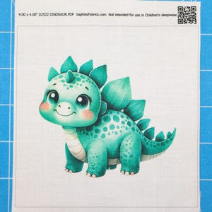 Dinosaur 100% Cotton Fabric Panel Block | Small Sewing Quilting Square D2522