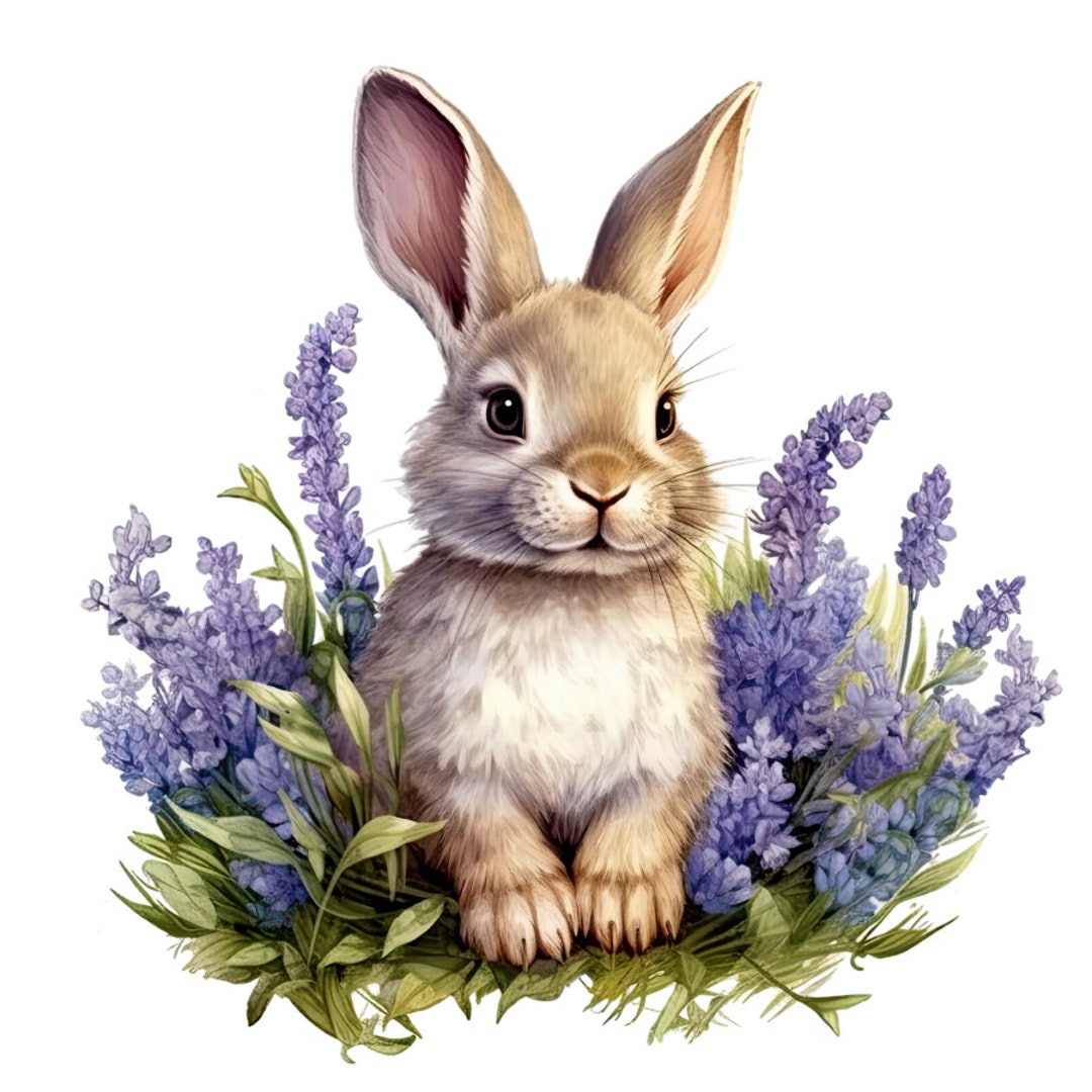 Bunny Rabbit in Lavender 100% Cotton Fabric Panel Square - Etsy
