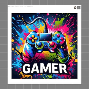 Gamer 100% Cotton Fabric Panel Block | Small Sewing Quilting Square P129