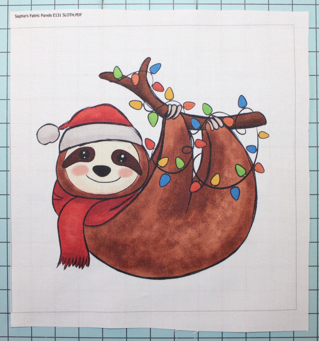 Christmas Sloth 100% Cotton Fabric Panel Block | Small Sewing Quilting ...