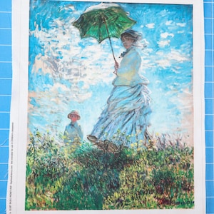 Claude Monet Woman With Parasol 100% Cotton Fabric Panel | Quilting Sewing Panel E4261