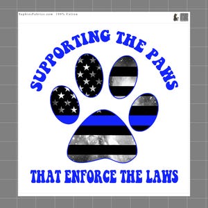 Support Police Paws Police Dog 100% Cotton Fabric Panel Block Sewing Quilting Square H104