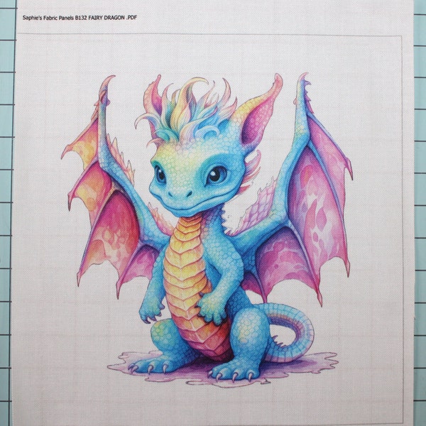Dragon 100% Cotton Fabric Panel Square - Small Sewing Quilting Block B132