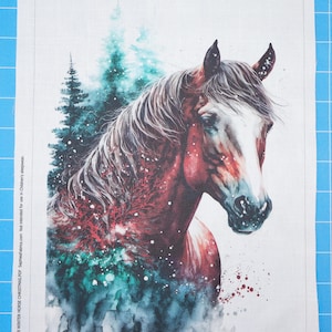 Winter Horse 100% Cotton Fabric Panel | Quilting Sewing Fabric Panel B139