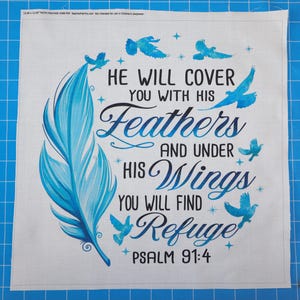 Bible Verse Religion 100% Cotton Fabric Panel Block | Small Quilting Sewing Square A368