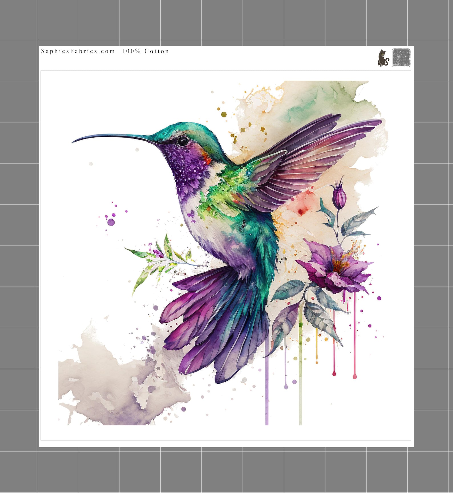 Hummingbird 100% Cotton Fabric Panel Block Quilt Square A135 - Etsy