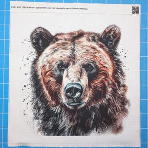 Bear 100% Cotton Fabric Panel Block | Small Sewing Quilting Square C261