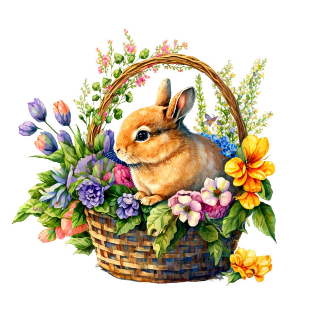 Bunny Rabbit Easter Basket 100% Cotton Small Fabric Panel - Etsy