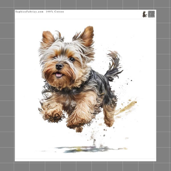 Yorkie Dog 100% Cotton Fabric Panel Block Quilt Square A340