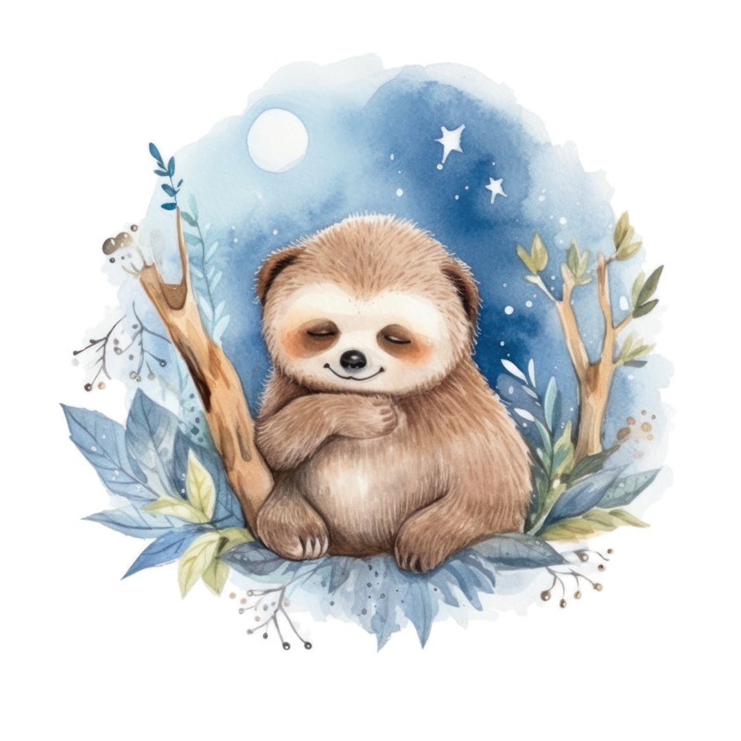 Sleepy Sloth 100% Cotton Fabric Panel Square Small Sewing - Etsy