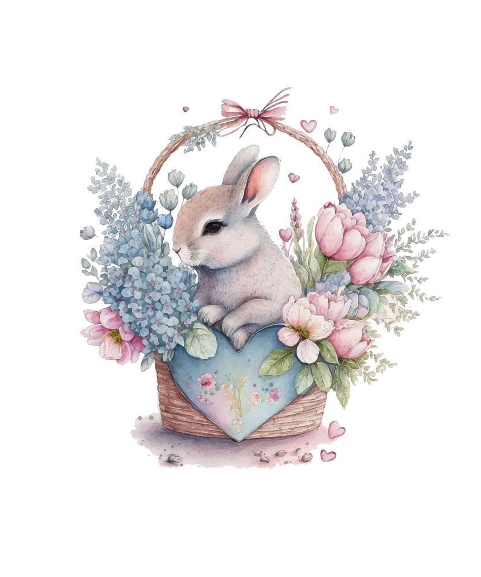 Bunny Rabbit in Basket 100% Cotton Small Fabric Panel Square - Etsy