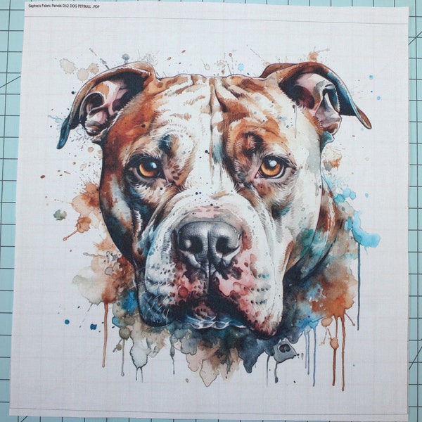 Pit Bull Dog 100% Cotton Fabric Panel Square - Small Sewing Quilting Block D12