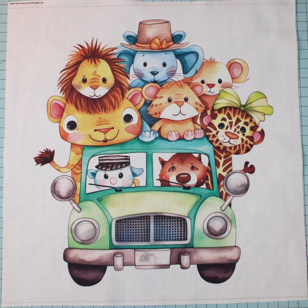 Safari Animals 100% Cotton Fabric Panel Square - Small Sewing Quilting Panel Block C618